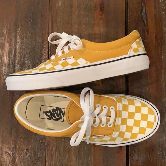checkered vans mustard
